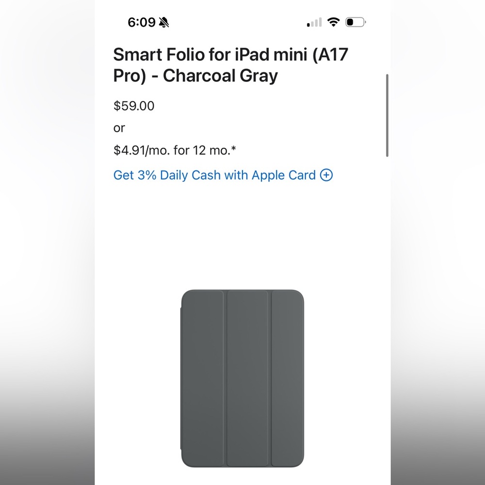 Apple iPad Mini 6th gen Black Smart Folio Case